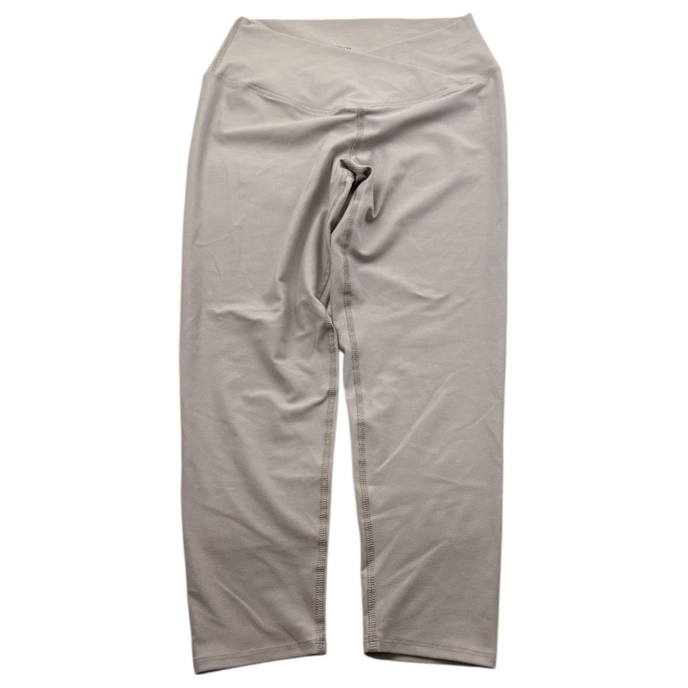 EVCR Crossover Waist Leggings L Beige Stretch Athleisure Ankle Crop Soft Yoga‎